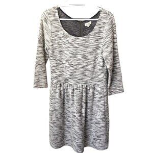 Maison Jules Long Sleeve Scoop Neck Gray/White Metallic Thread Knit Dress Size L